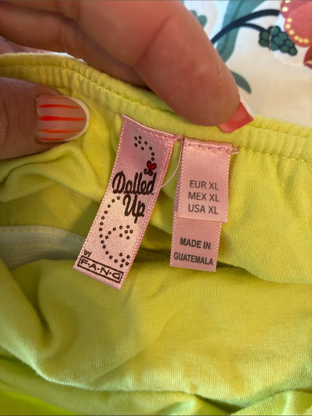 Strapless Lime Green Floral Print Tube Top - Picture 2 of 3